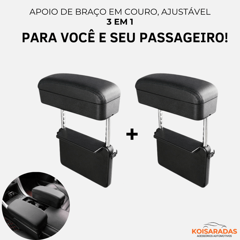 3 EM 1 - Apoio de Braço Lateral em Couro de Luxo ArmRest - UNIVERSAL (PROMOÇÃO ANTECIPADA DIA DAS MÃES)