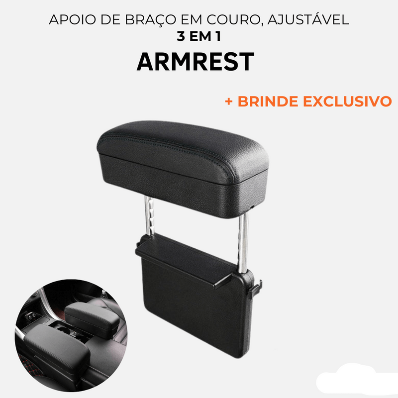 3 EM 1 - Apoio de Braço Lateral em Couro de Luxo ArmRest - UNIVERSAL (PROMOÇÃO ANTECIPADA DIA DAS MÃES)