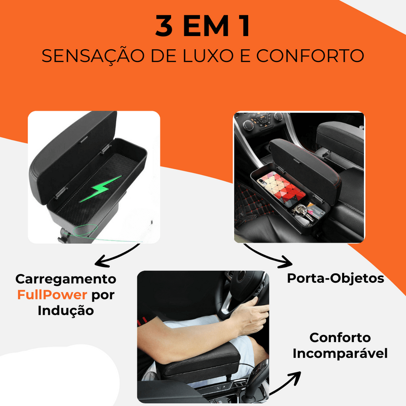 3 EM 1 - Apoio de Braço Lateral em Couro de Luxo ArmRest - UNIVERSAL (PROMOÇÃO ANTECIPADA DIA DAS MÃES)