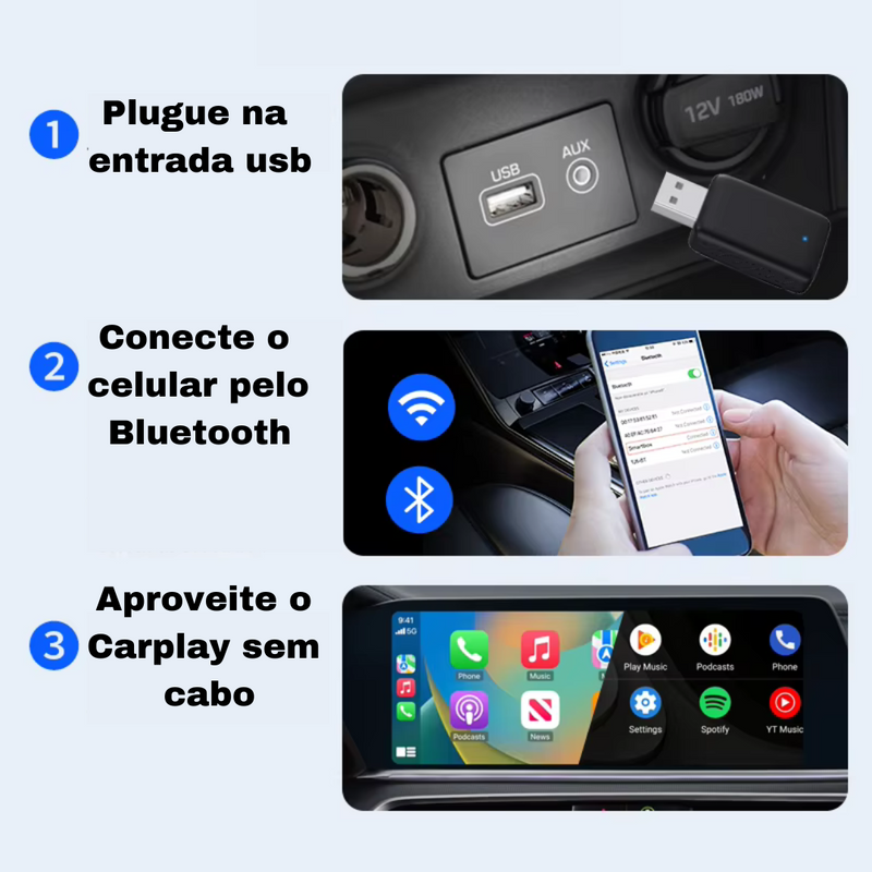 WirePro CarSuper ™ Adaptador de Carplay/Android Auto sem Fio - (🔥Black Friday Promoção 50% OFF!)